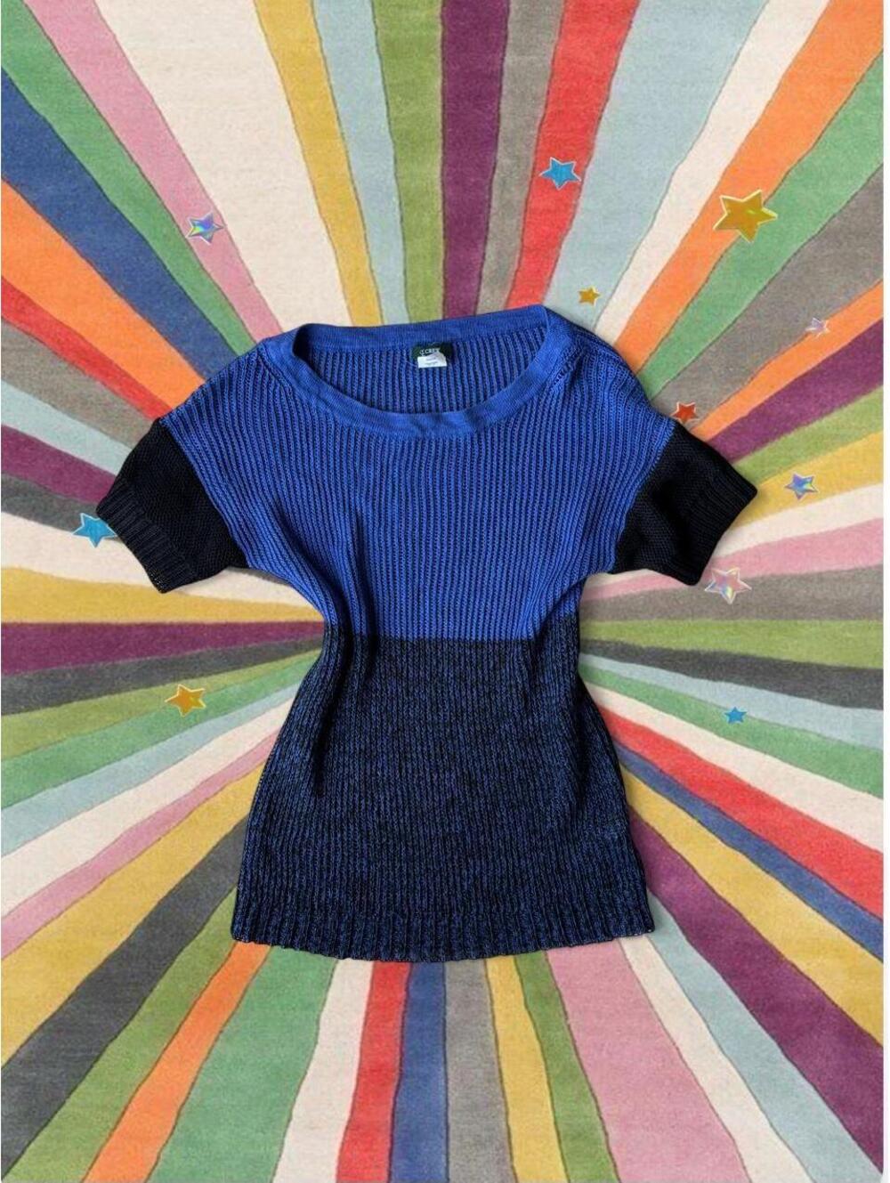 2000s J.Crew blue linen knit sweater top Size